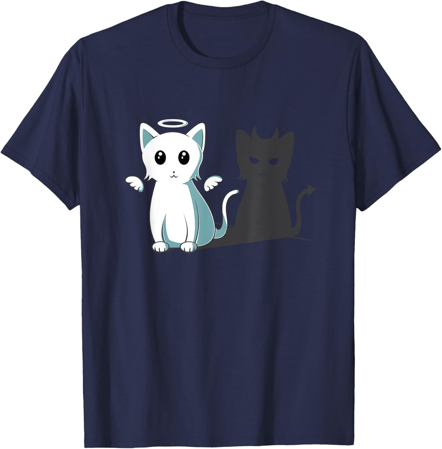 Purr Evil Devil Cat Happy Halloween Cat Angel Devil Kitten Men Women Kids T-Shirt - T-Shirt | Navy