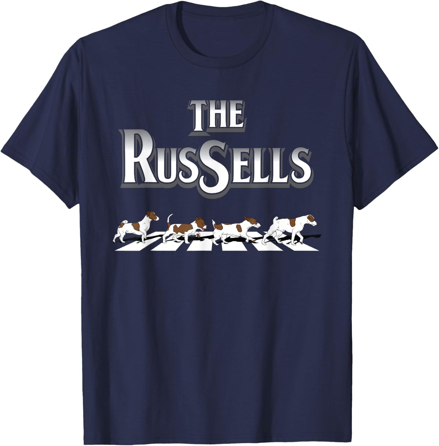Jack Russells Funny Jack Russell Terrier JRT Dog Crosswalk Men Women Girls Kids T-Shirt - T-Shirt | Navy