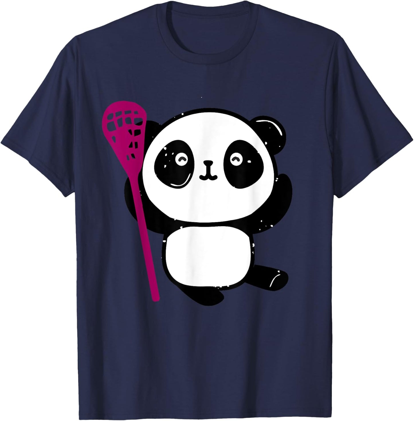 Cute Lacrosse Girl Panda with Lax Stick Lacrosse T-Shirt - T-Shirt | Navy