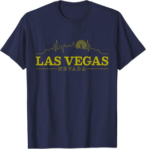 Las Vegas Skyline - Vintage Nevada Souvenir Gift T-Shirt - T-Shirt | Navy