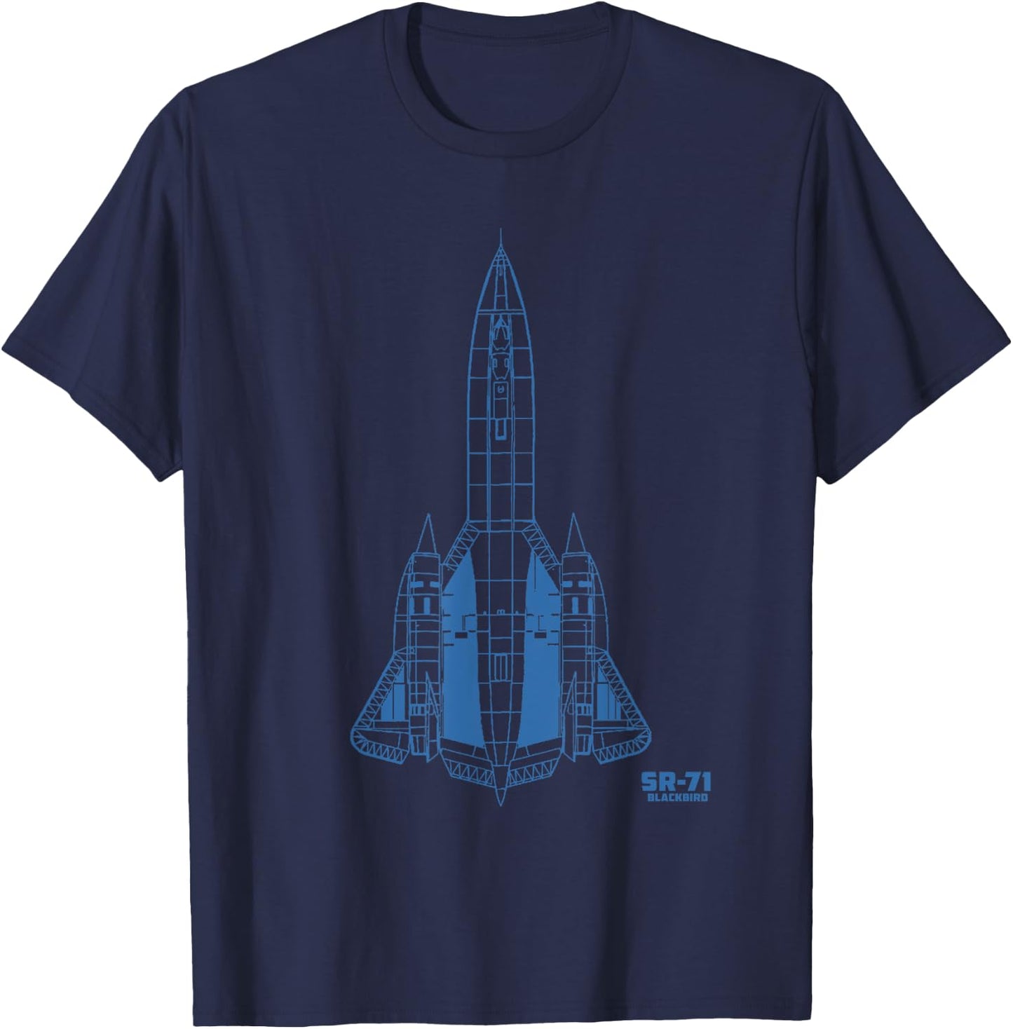 SR-71 Blackbird Spyplane Technical Drawing Blue T-Shirt - T-Shirt | Navy