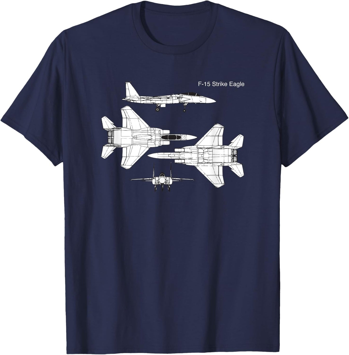 F-15 Strike Eagle Military Aircraft Graphic Design T-Shirt - T-Shirt | Navy