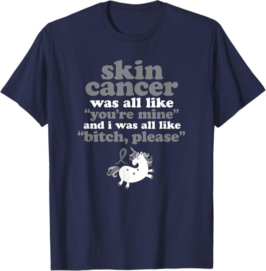 Inspirational Fighting Skin Cancer Quote Funny Unicorn Gift T-Shirt - T-Shirt | Navy