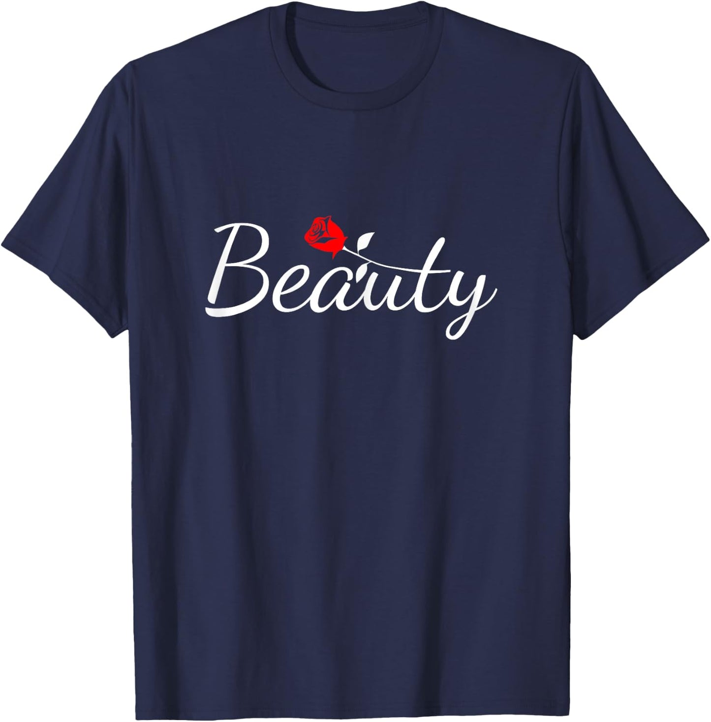 Her Beauty and His Beast Matching Couples T-Shirt - T-Shirt | Navy