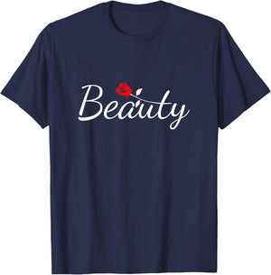 Her Beauty and His Beast Matching Couples T-Shirt - T-Shirt | Navy