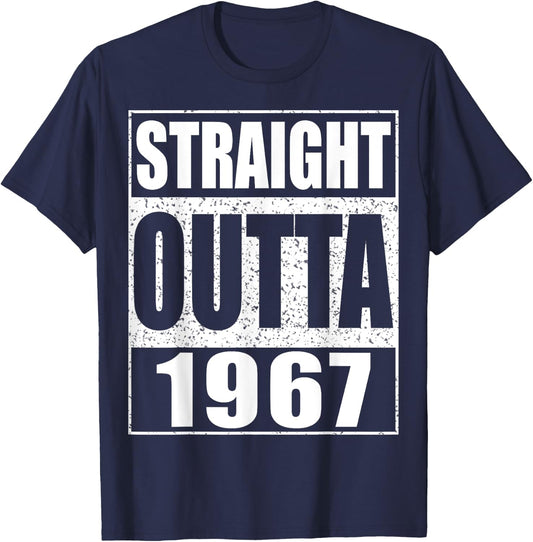 Straight Outta 1967 Funny 57th Birthday Shirt T-Shirt - T-Shirt | Navy
