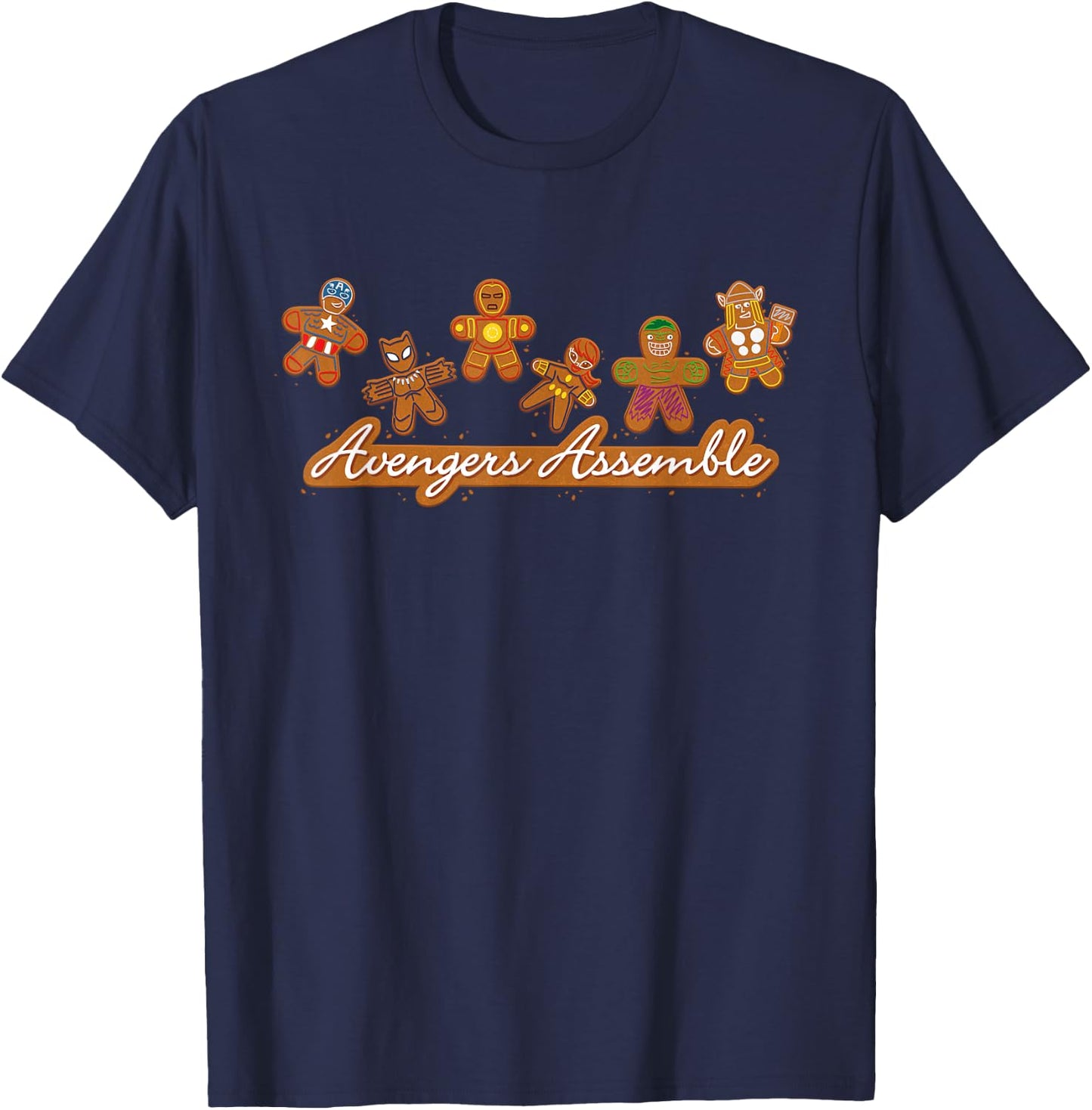 Marvel Avengers Assemble Gingerbread Cookies Holiday T-Shirt - T-Shirt | Navy