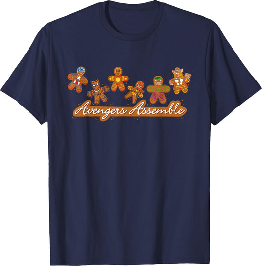 Marvel Avengers Assemble Gingerbread Cookies Holiday T-Shirt - T-Shirt | Navy
