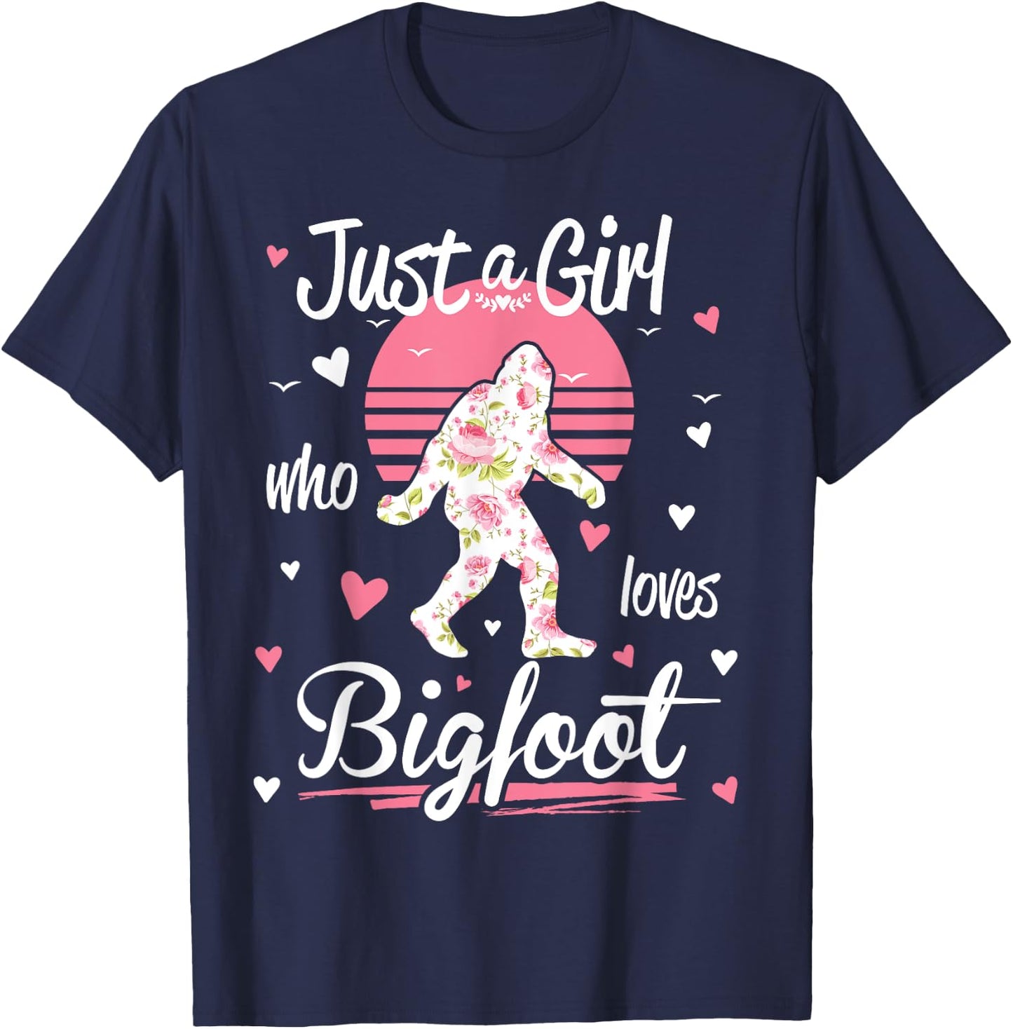 Just A Girl Who Loves Bigfoot Vintage Shirt T-Shirt - T-Shirt | Navy