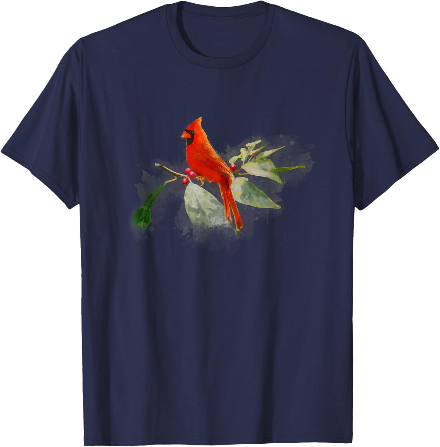 Wild Red Cardinal Bird T-Shirt - T-Shirt | Navy
