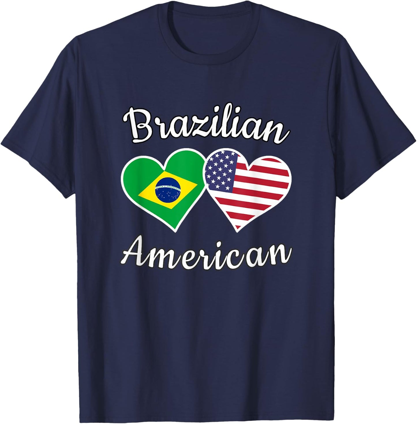 Brazil USA Shirt | Brazilian American Men Women Kids T-Shirt - T-Shirt | Navy