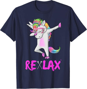 reLAX unicorn dab youth lacrosse Lacrosse funny T-Shirt - T-Shirt | Navy