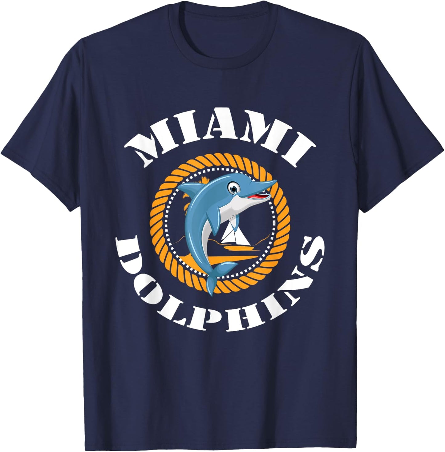 Retro Miami Dolphin Vintage Cute T-Shirt - T-Shirt | Navy