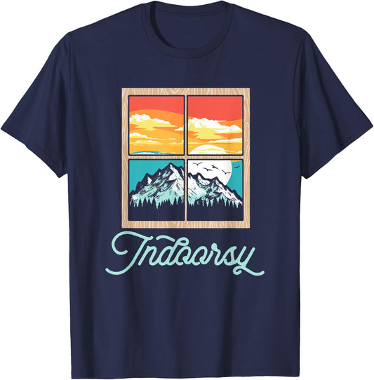 Indoorsy View from the Inside Funny Nature Window Graphic T-Shirt - T-Shirt | Navy