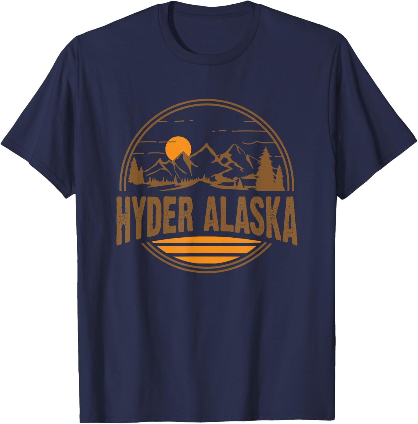 Vintage Hyder, Alaska Mountain Hiking Souvenir Print T-Shirt - T-Shirt | Navy
