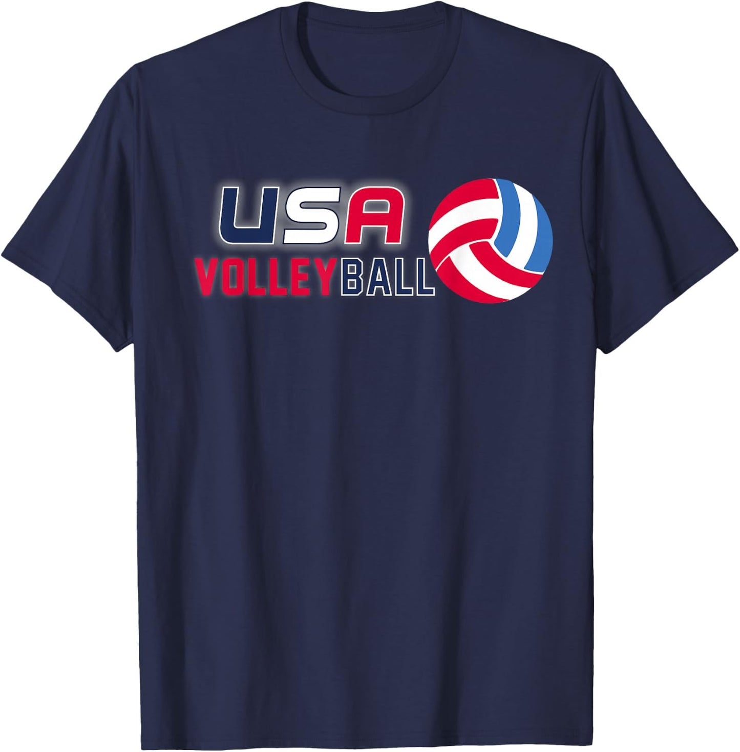 USA Flag Volleyball Men's and Women's Volleyball Shirt T-Shirt - T-Shirt | Navy