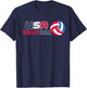 USA Flag Volleyball Men's and Women's Volleyball Shirt T-Shirt - T-Shirt | Navy