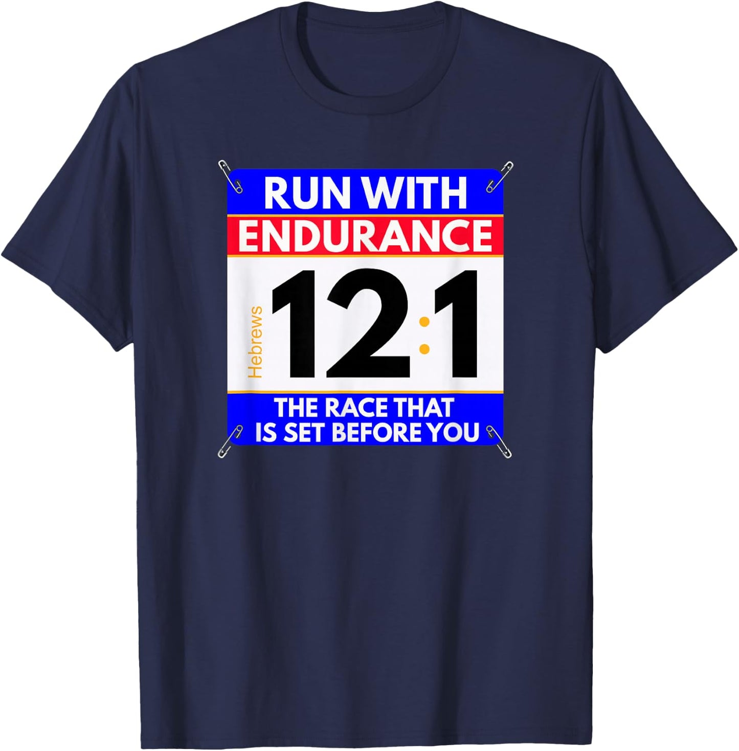 Fun Christian Bible Verse - Run The Race of Life Runners T-Shirt - T-Shirt | Navy