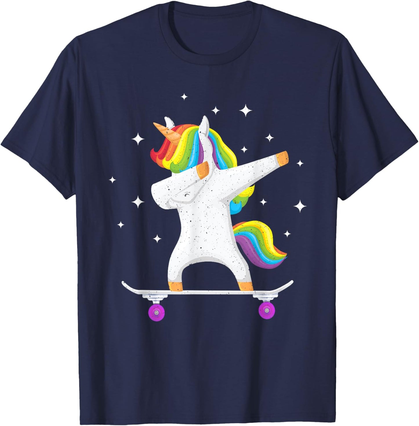 Skateboarding Colorful Unicorn on Skateboard Gift Skater T-Shirt - T-Shirt | Navy