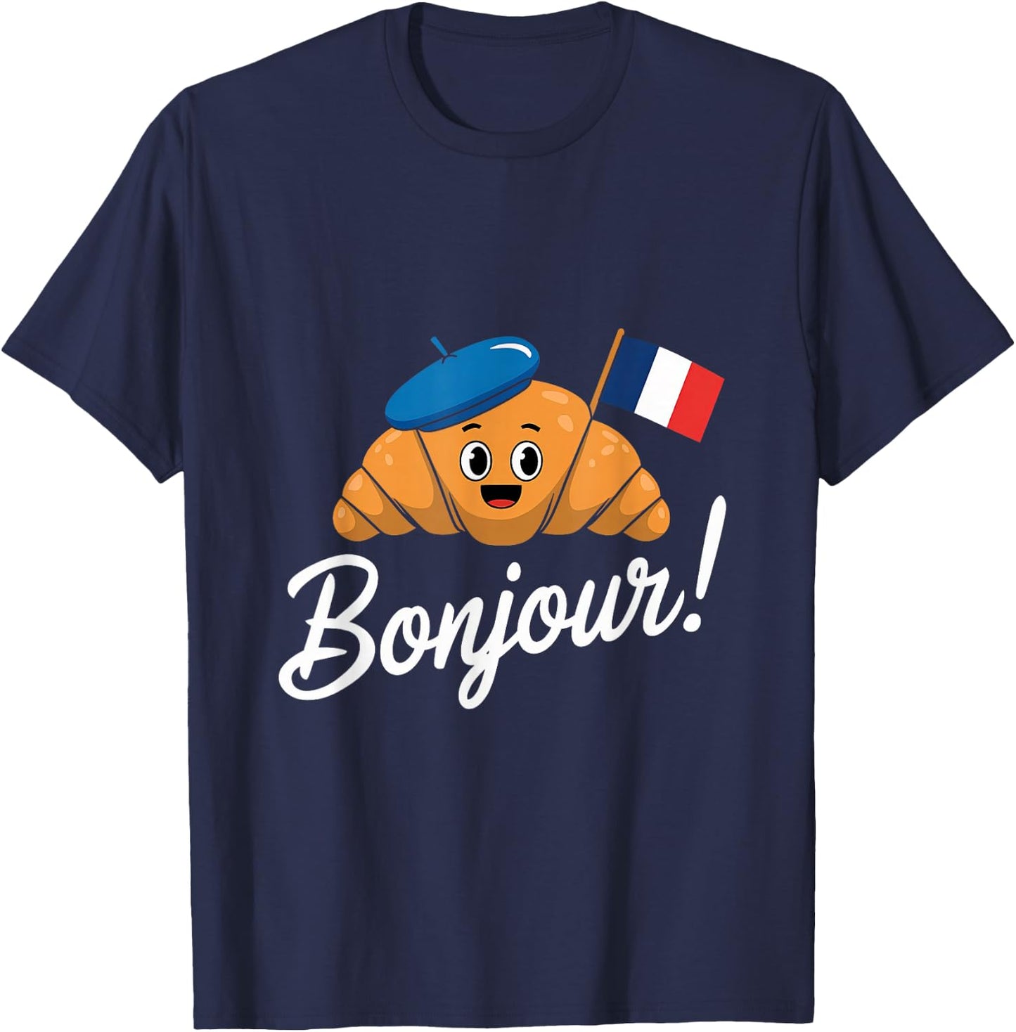 Croissant French France Baking Baker Breakfast Women Men T-Shirt - T-Shirt | Navy