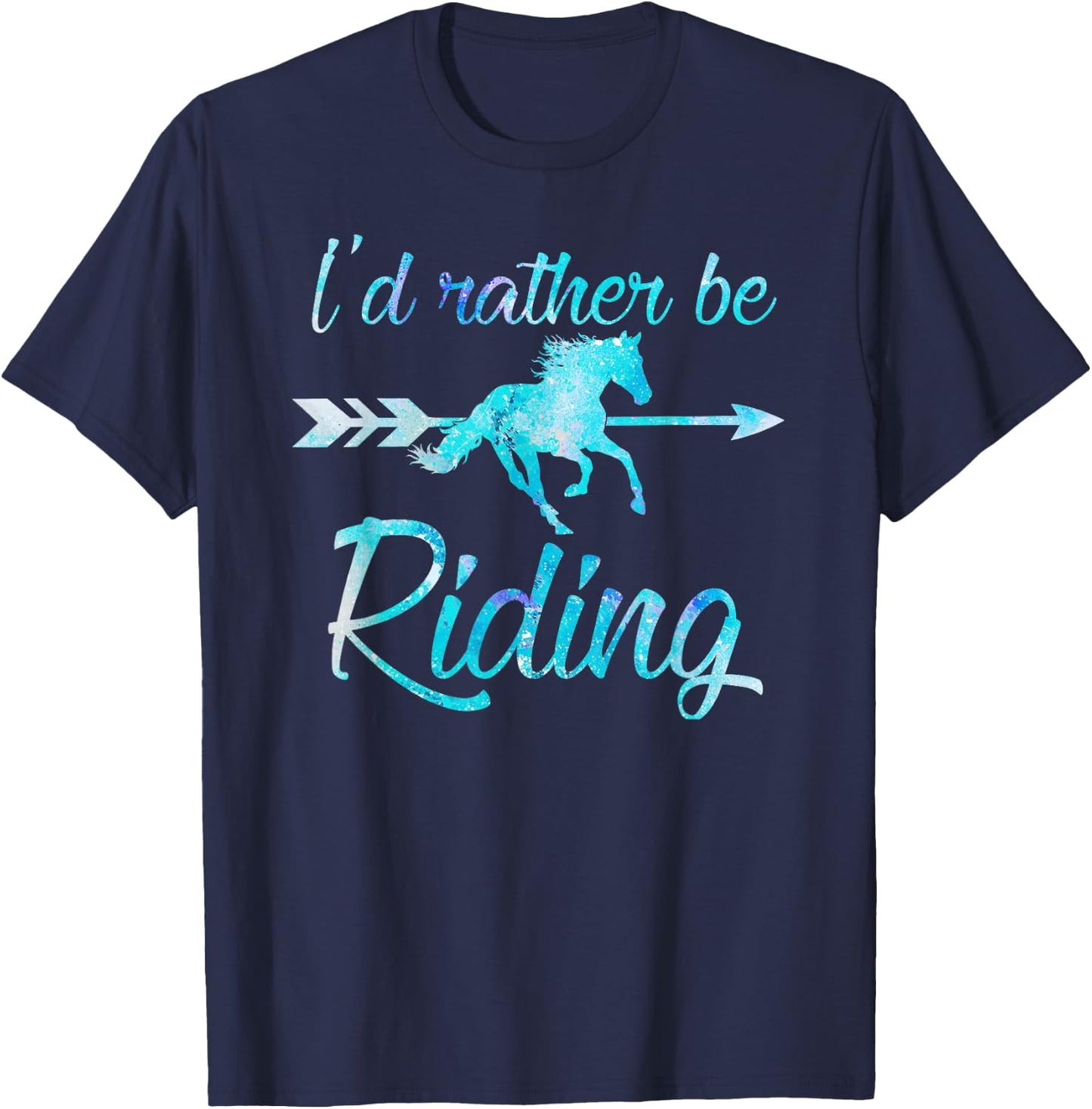 I'd Rather Be Riding Horses Funny Equestrian Rider Graphic T-Shirt - T-Shirt | Navy