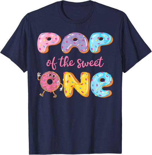 Pap Of The Sweet One Funny 1St Birthday Girl Donut T-Shirt - T-Shirt | Navy