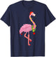 Cute and fun tropical flamingo Christmas T-Shirt - T-Shirt | Navy