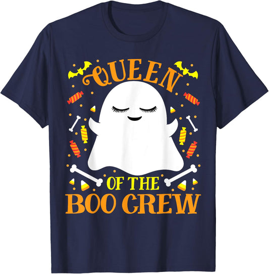 Queen Boo Crew Ghost Matching Family Wife Women Halloween T-Shirt - T-Shirt | Navy
