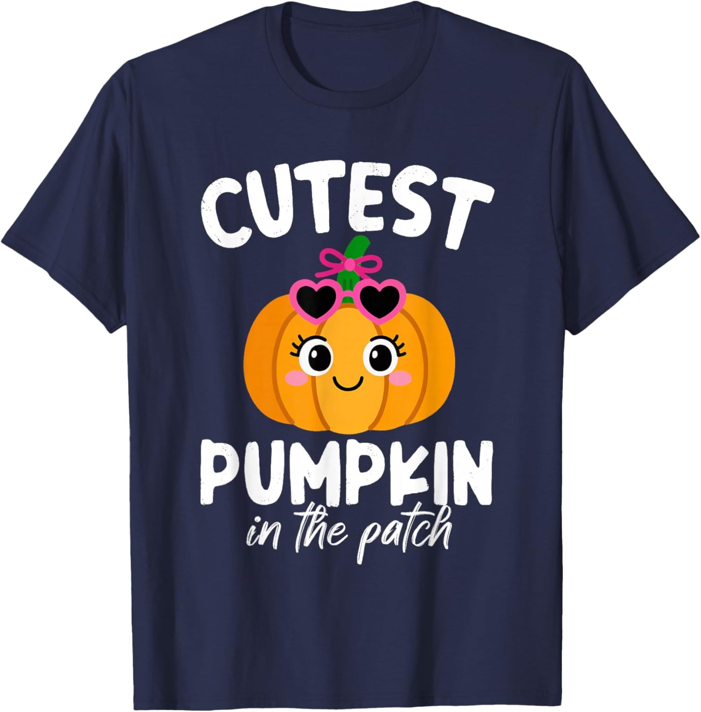 Cutest Pumpkin in The Patch Halloween Spooky Season Girl Kid T-Shirt - T-Shirt | Navy