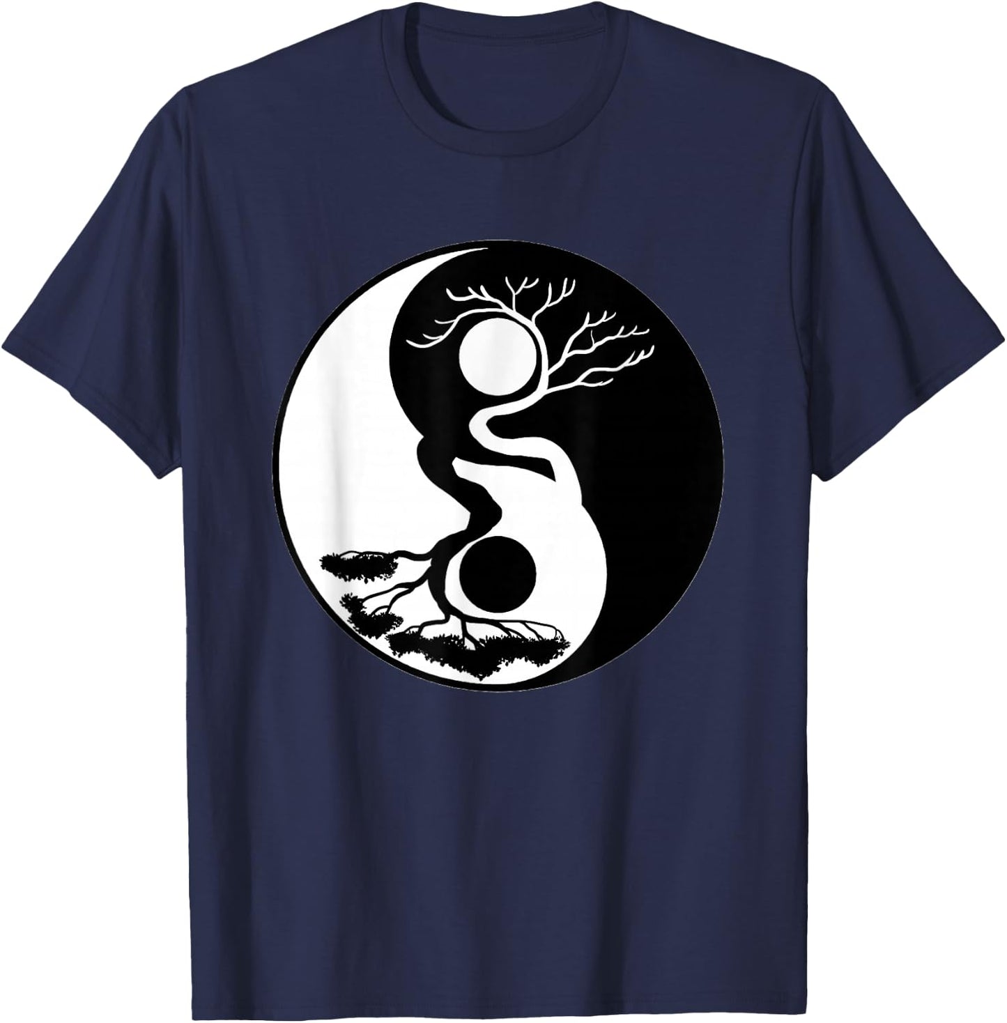 Bonsai Tree Yin Yang Symbol Nature Harmony Balance Life Gift T-Shirt - T-Shirt | Navy