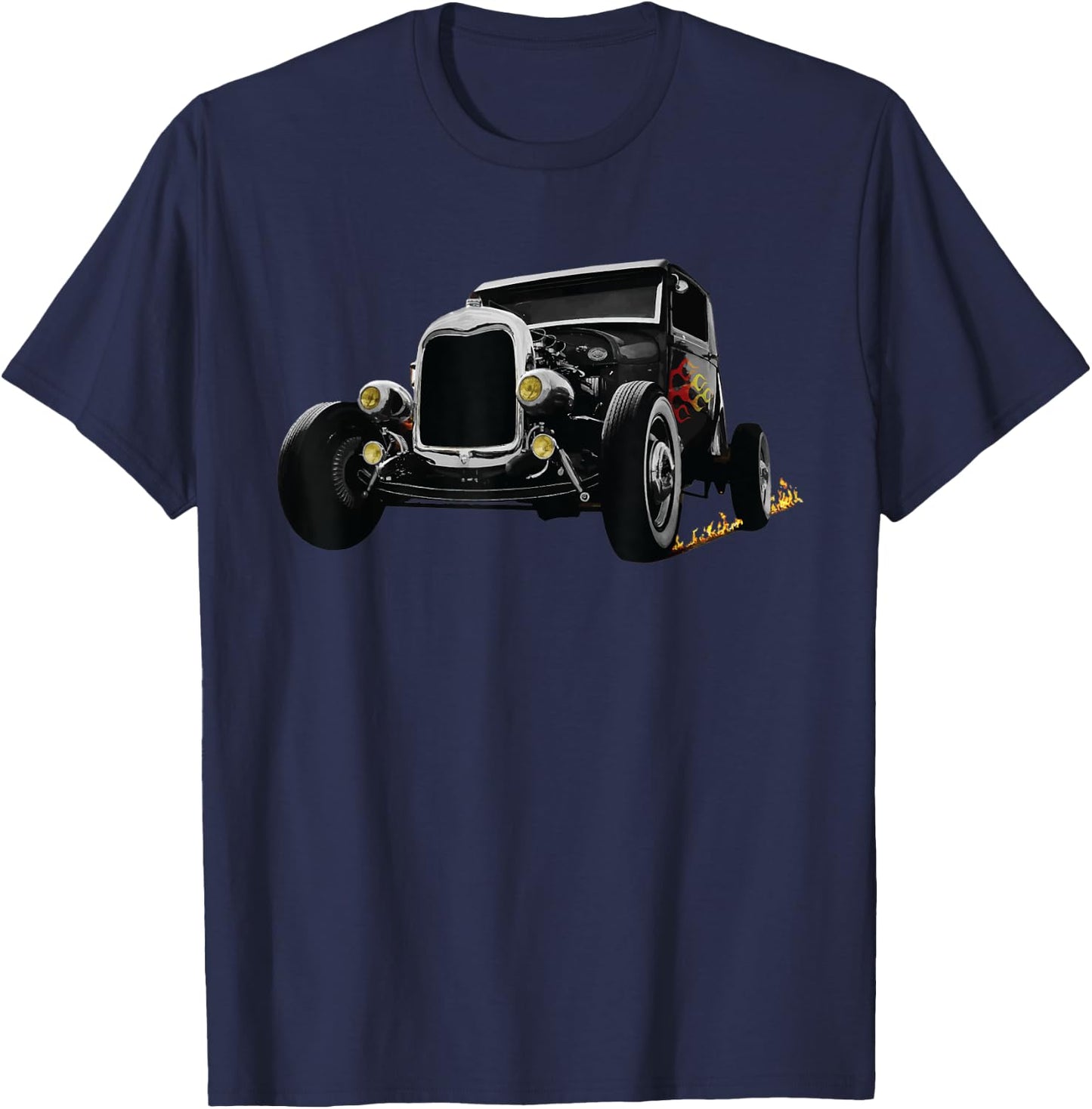 Hot Rod Car Retro Vintage Race Hotrod Rat Rod Classic Dad T-Shirt - T-Shirt | Navy