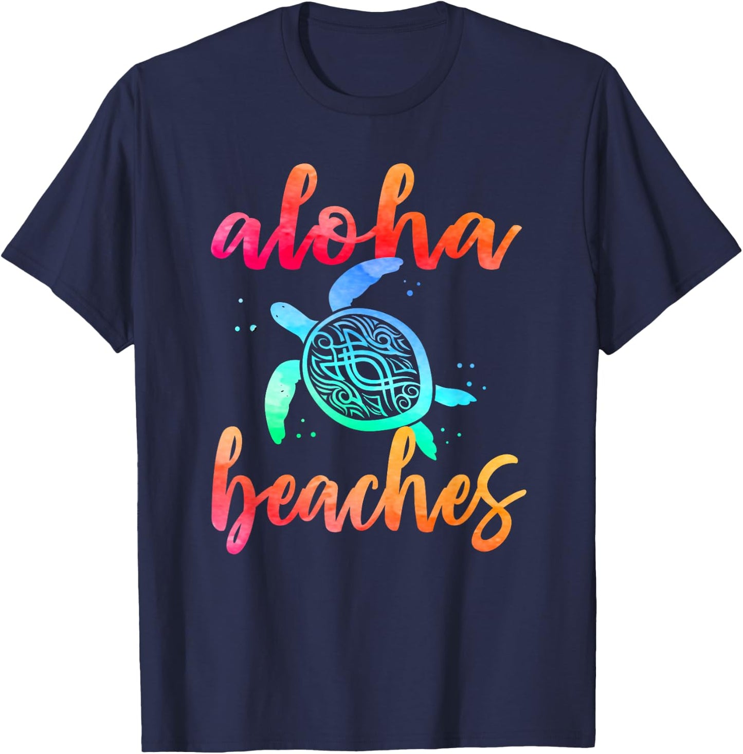 Watercolor Aloha Beaches Turtle Shirt Hawaiin Sea Turtles T-Shirt - T-Shirt | Navy