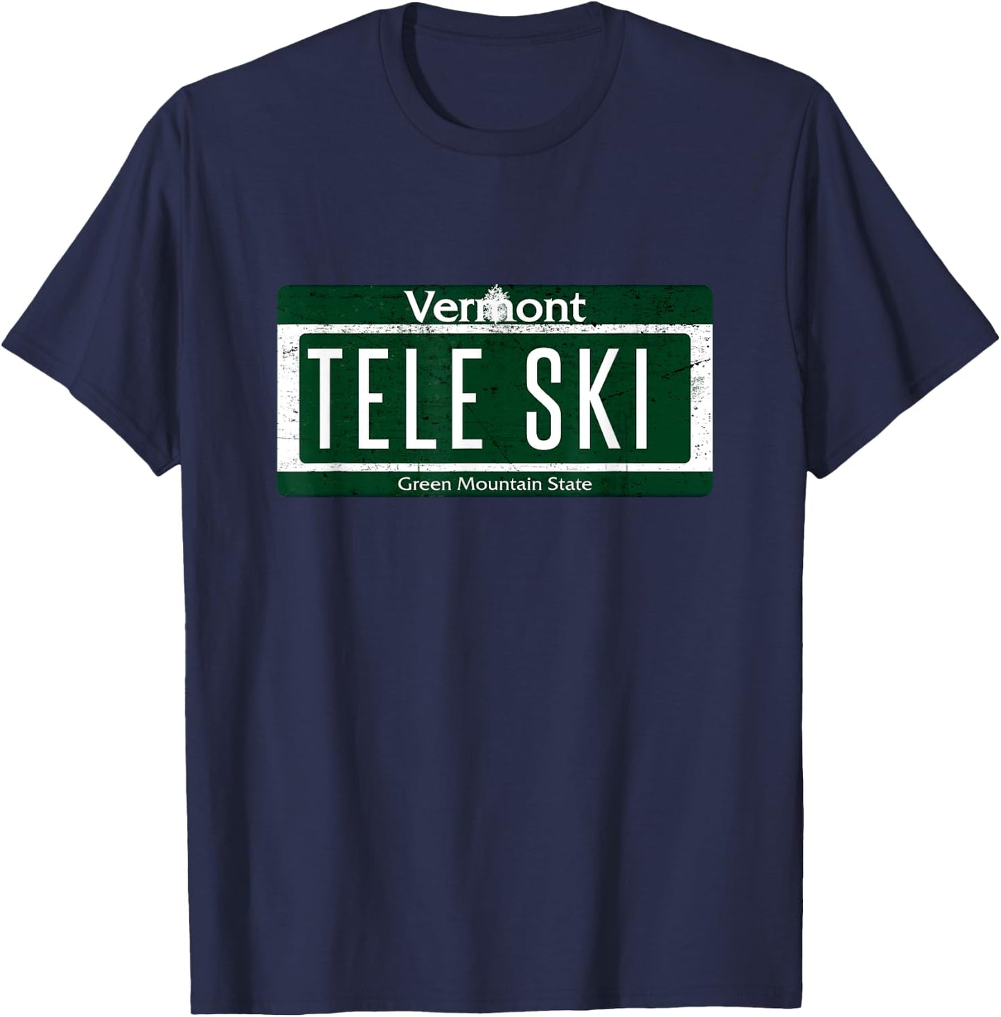 Telemark Skiing Shirt Tele Ski Vermont License Plate T-Shirt - T-Shirt | Navy