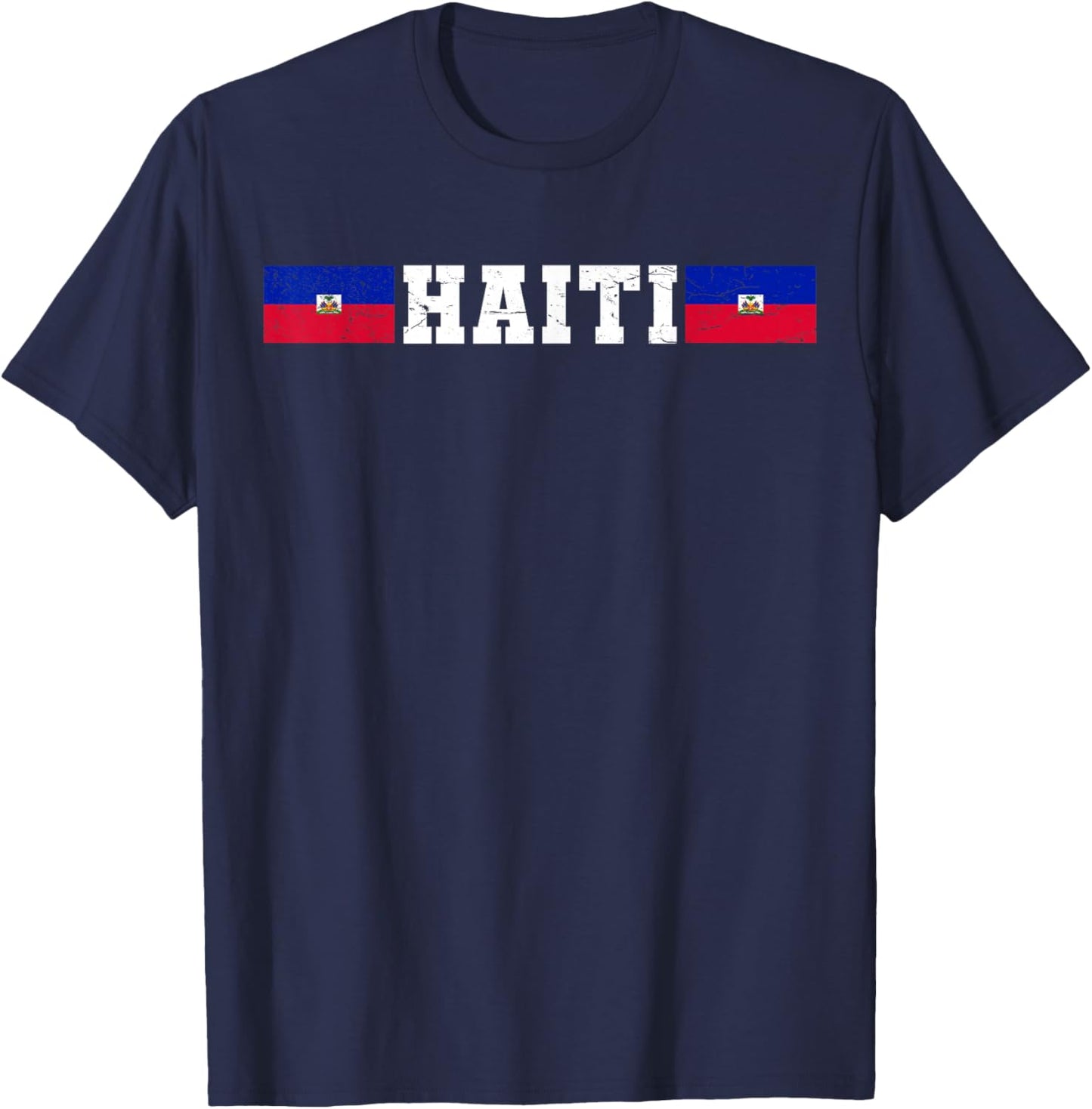 Haiti Vintage Flag Shirt Proud Haitian Men Women T-Shirt - T-Shirt | Navy