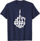 Offensive Biker Middle Finger Skull T-Shirt - T-Shirt | Navy