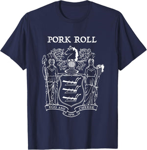 Pork Roll Shirt | New Jersey State Flag | NJ Gifts T-Shirt - T-Shirt | Navy