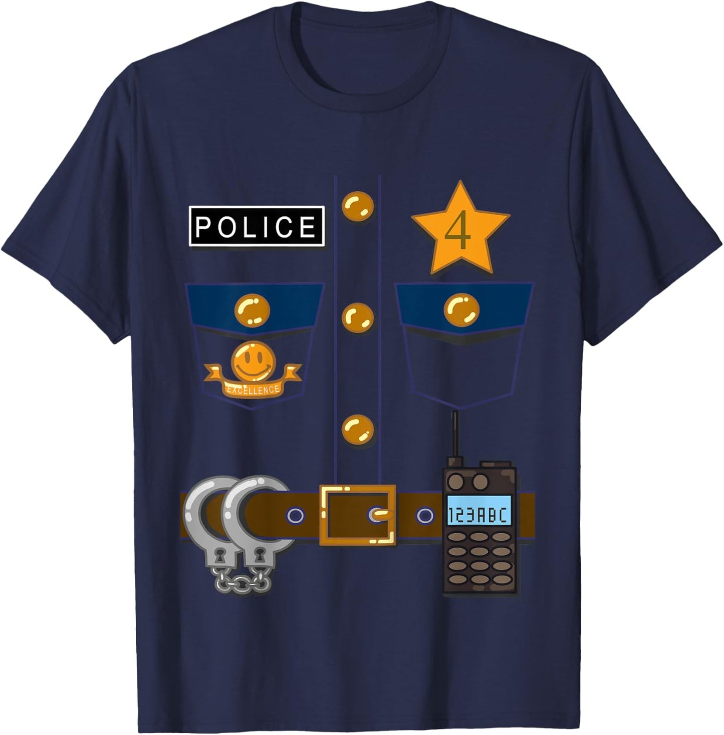 Kids Policeman Costume Funny Birthday 4 Year Old T Shirt T-Shirt - T-Shirt | Navy