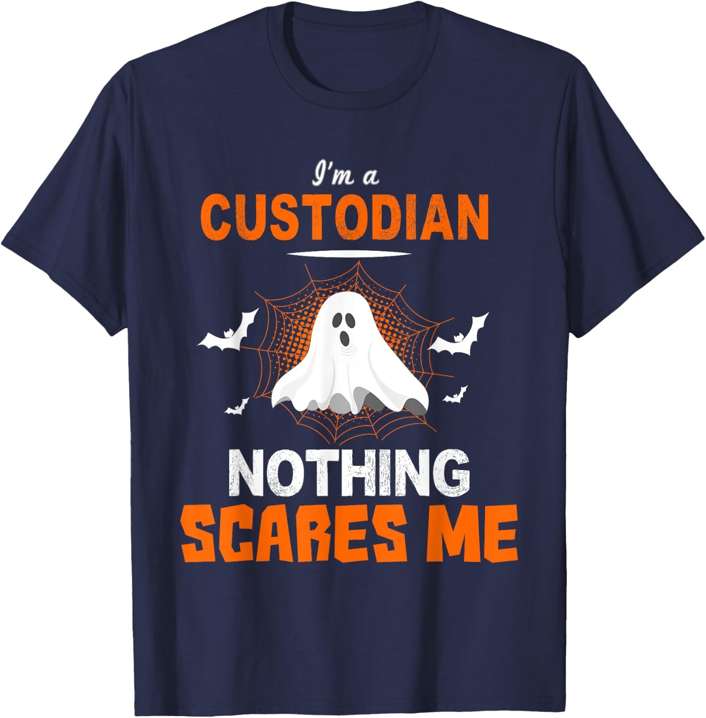 Funny Custodian Shirt Halloween School or Workplace Gift T-Shirt - T-Shirt | Navy