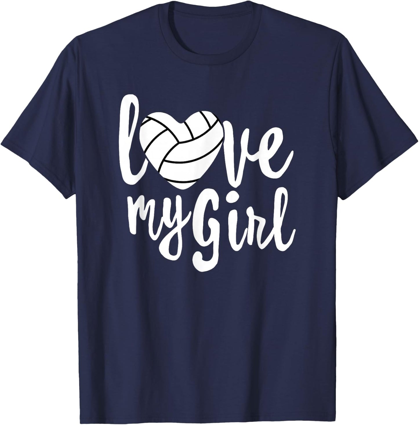 I Love My Girls Mom Volleyball Cute Volleyball Mom T-Shirt - T-Shirt | Navy