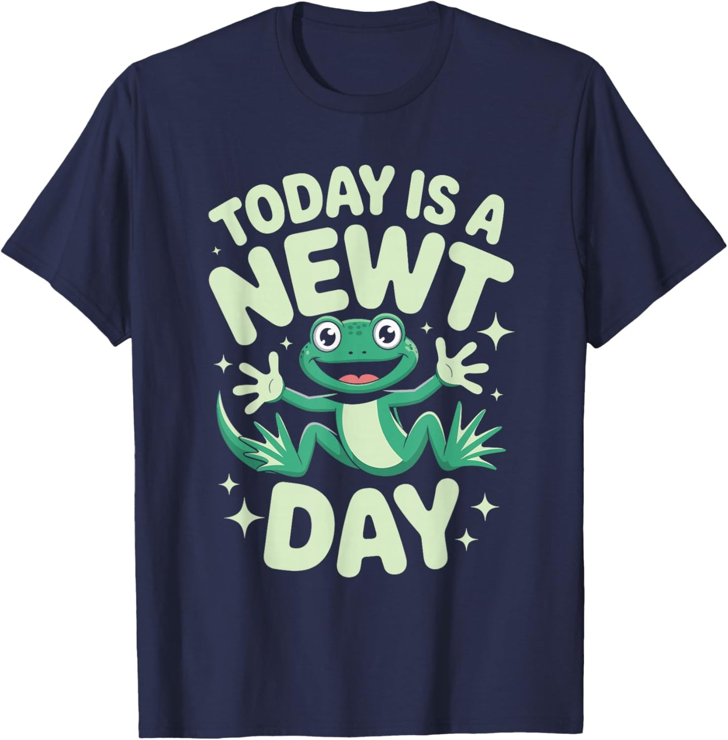 Today is A Newt Day Funny Cute Cartoon Amphibian Herpetology T-Shirt - T-Shirt | Navy