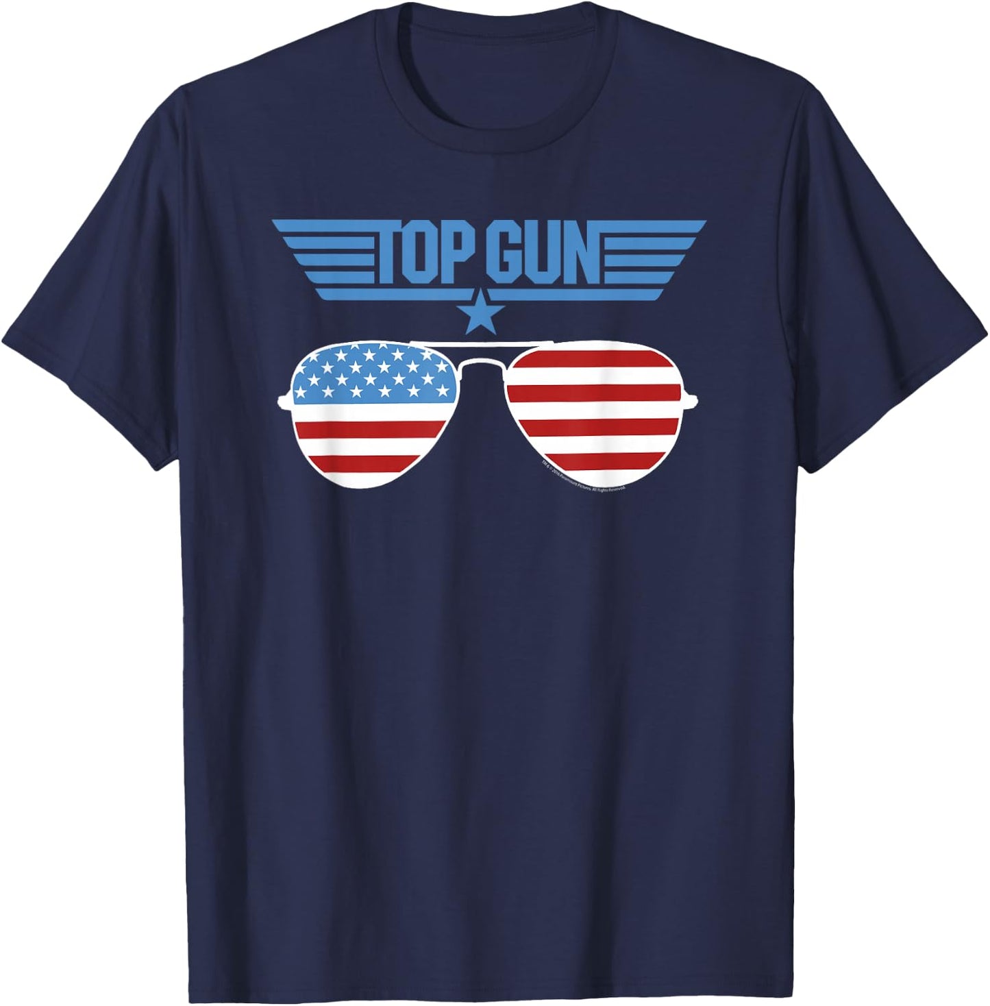 Top Gun White Aviator Sunglasses with Logo Action Movie T-Shirt - T-Shirt | Navy