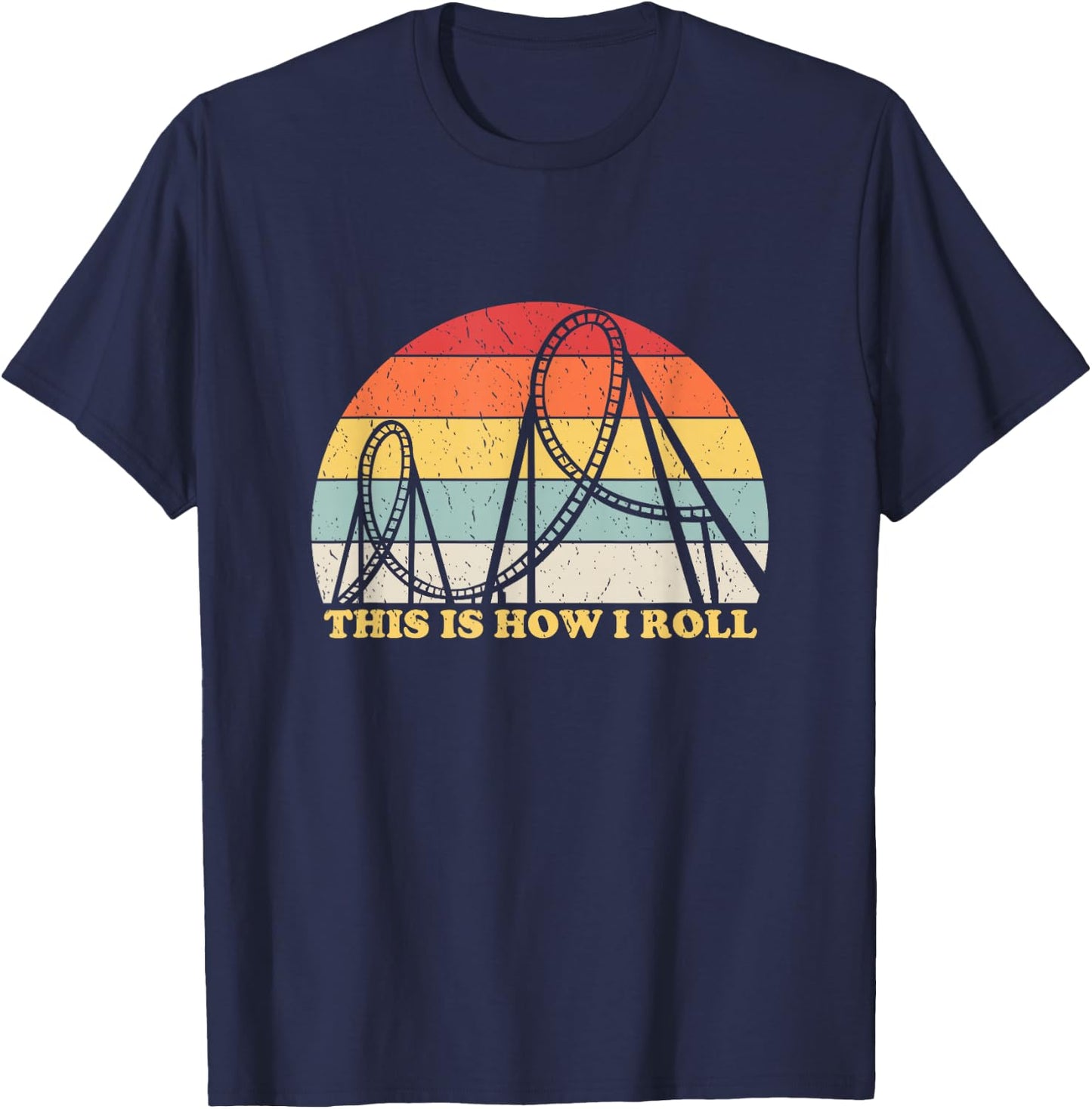 Vintage Retro Roller Coaster Shirt Amusement Park Lover T-Shirt - T-Shirt | Navy