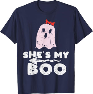 Shes My Boo Cute Matching Couple Halloween Costume Boyfriend T-Shirt - T-Shirt | Navy