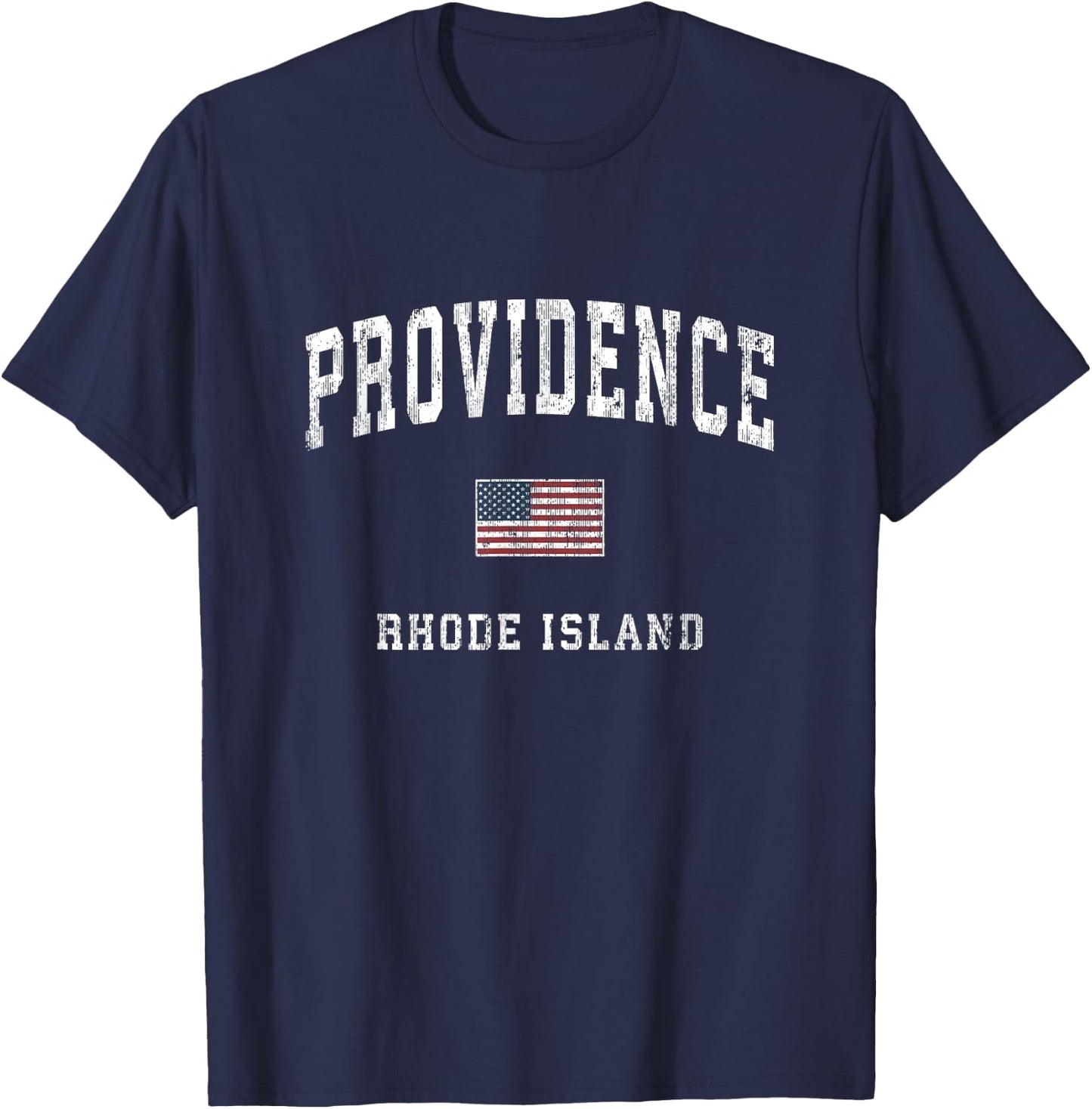 Providence Rhode Island RI Vintage American Flag Sports Women Kids Men T-Shirt - T-Shirt | Navy