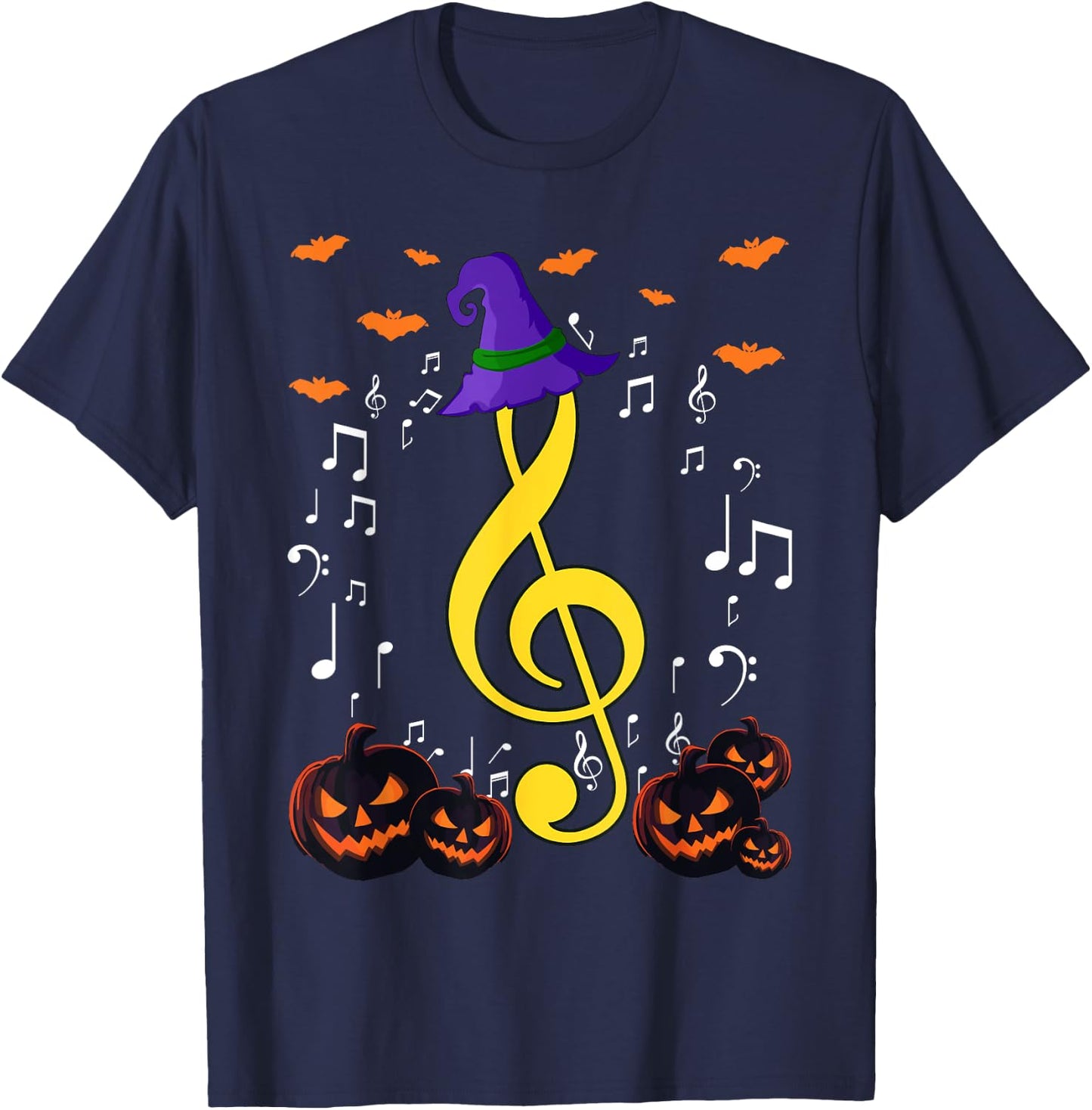Music Note Pumpkin Fall Music Teacher Halloween Costume T-Shirt - T-Shirt | Navy