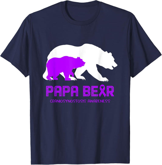 Papa Bear Support Craniosynostosis Awareness T-Shirt - T-Shirt | Navy