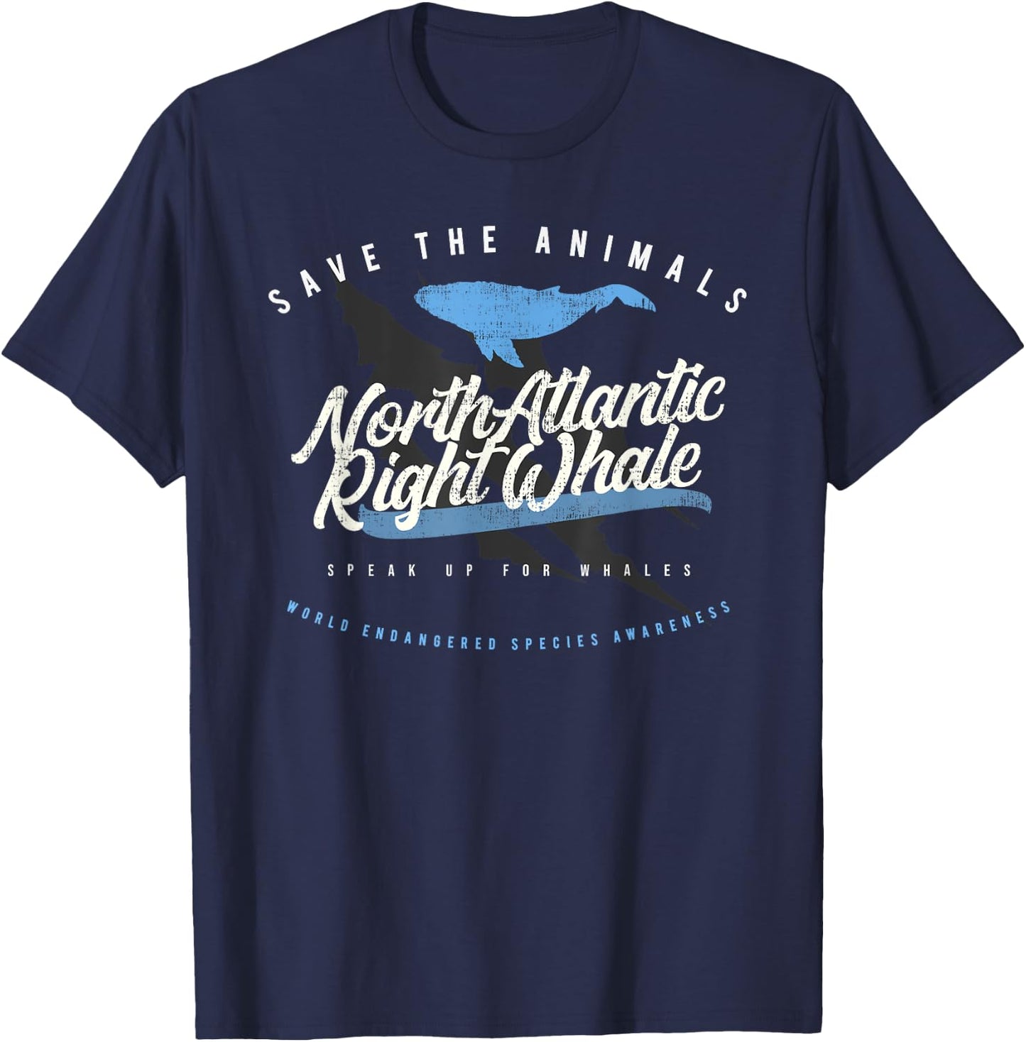 North Atlantic Right Whale - Endangered Animals T-Shirt - T-Shirt | Navy