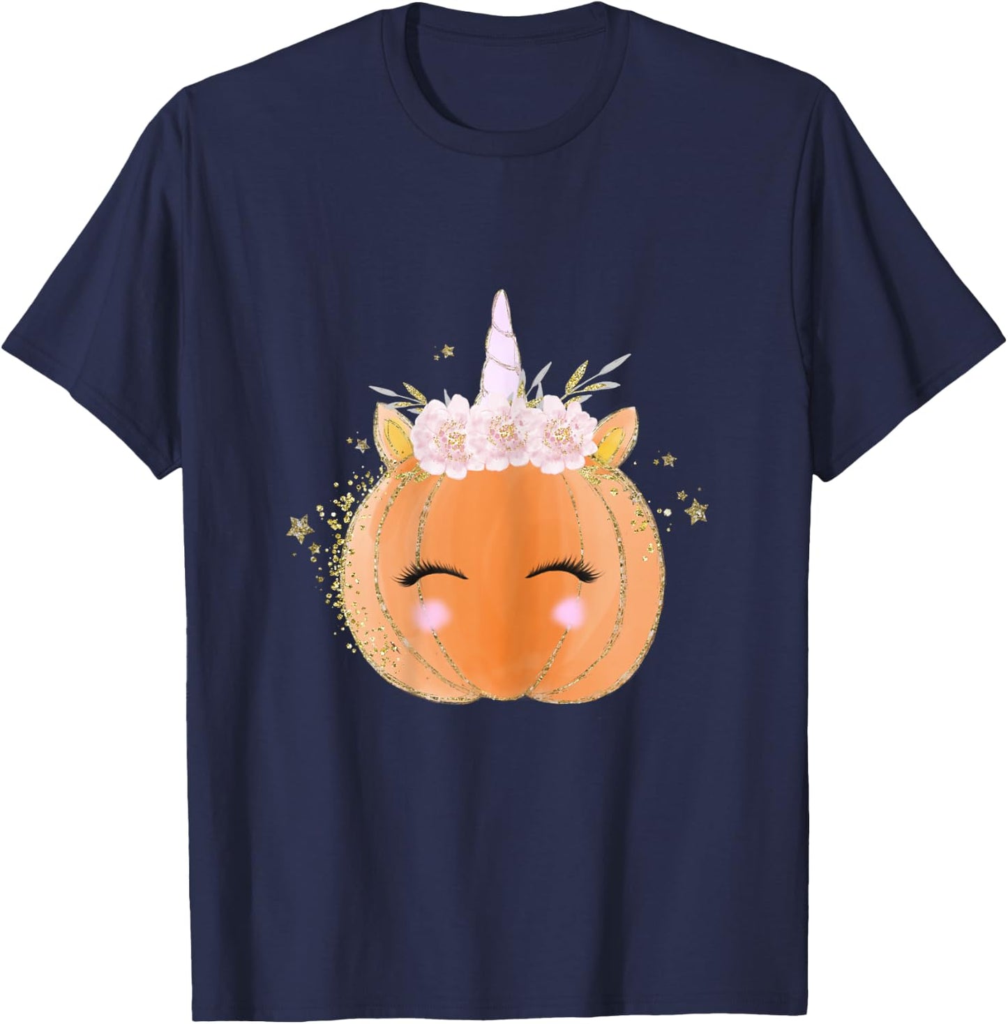 Unicorn Pumpkin Costume Halloween Gift Girls Kid Women Men T-Shirt - T-Shirt | Navy