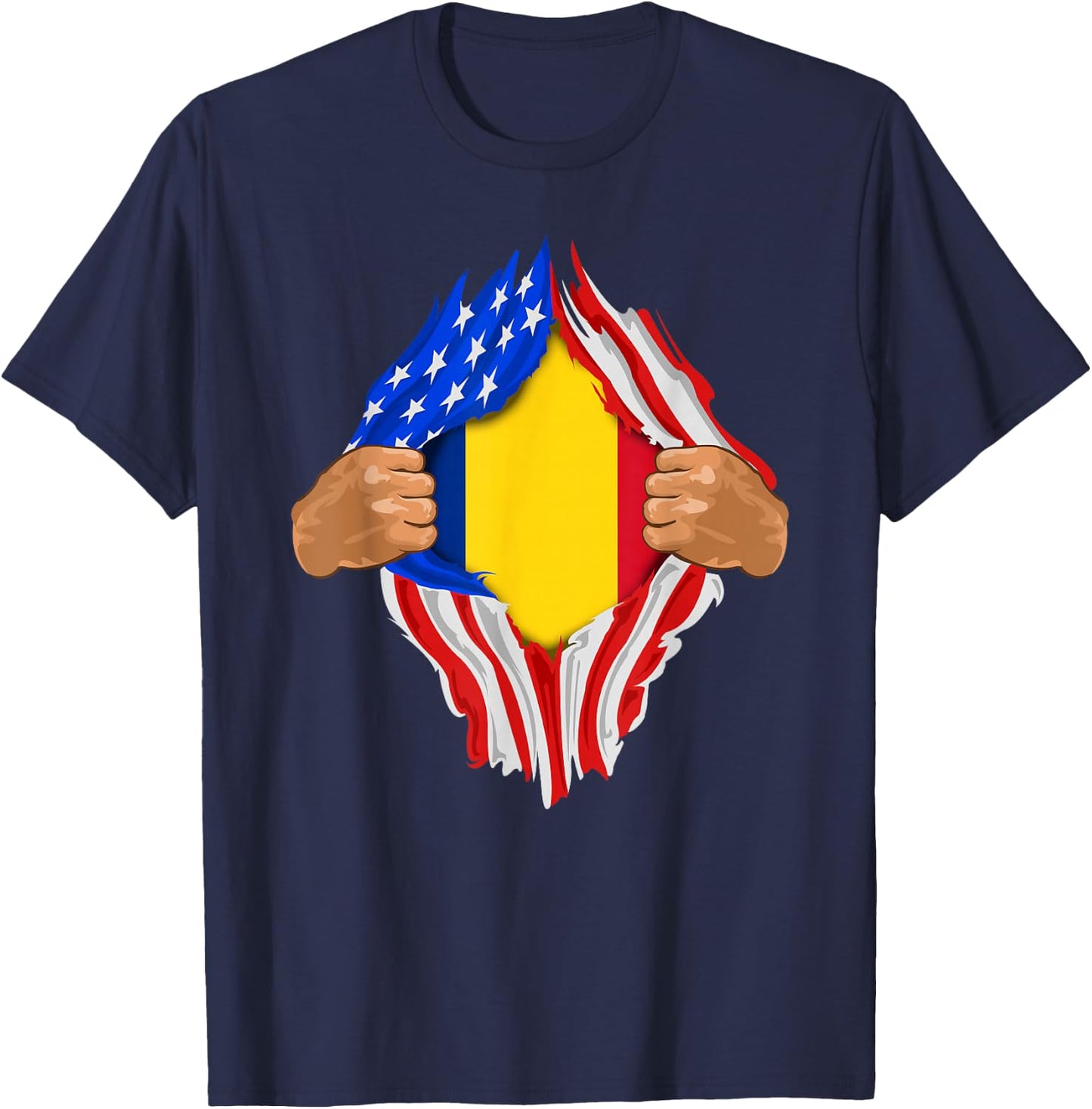 Romanian Blood Inside Me | Romania Flag Gift T-Shirt - T-Shirt | Navy