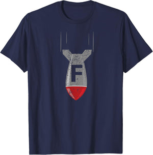 F Bomb Funny Dropping the F Bomb Sarcastic - Adult - Black - Small - Short Sleeve - Classic Fit - Cotton, Polyester Blend T-Shirt - T-Shirt | Navy
